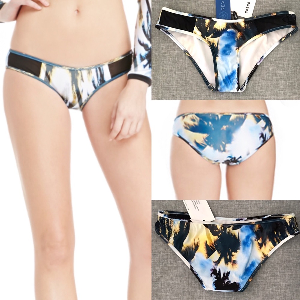 Suboo palm print mesh detail bikini bottoms NWT
